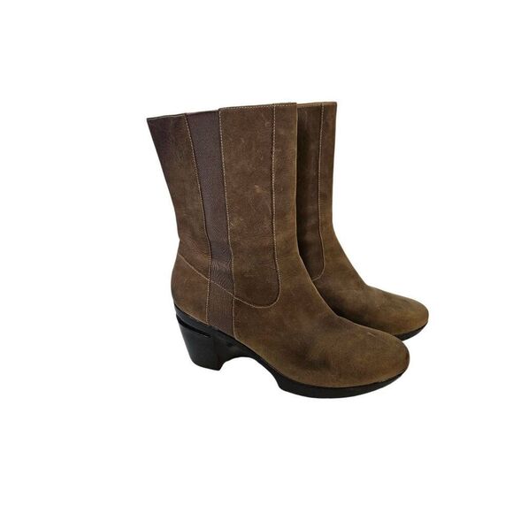 Cole Haan tan leather wedge heeled boots. Size 9. - Picture 1 of 5